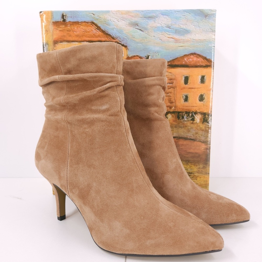 Bella Vita Danielle Saddle Kidsuede Leather Stiletto Booties Womens 7.5 WW